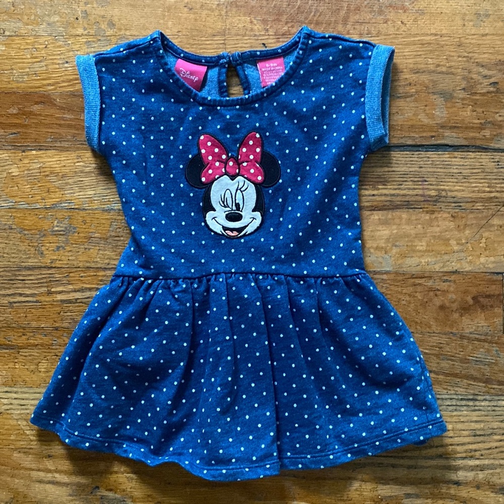 Minnie Mouse Denim Polka Dot Dress Size 6-9 months